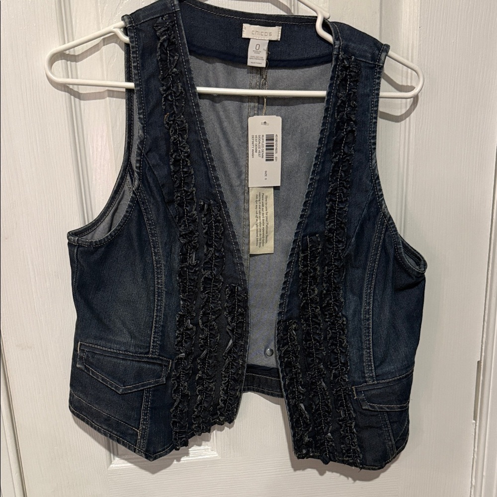 Chico's Dark Blue Denim Vest